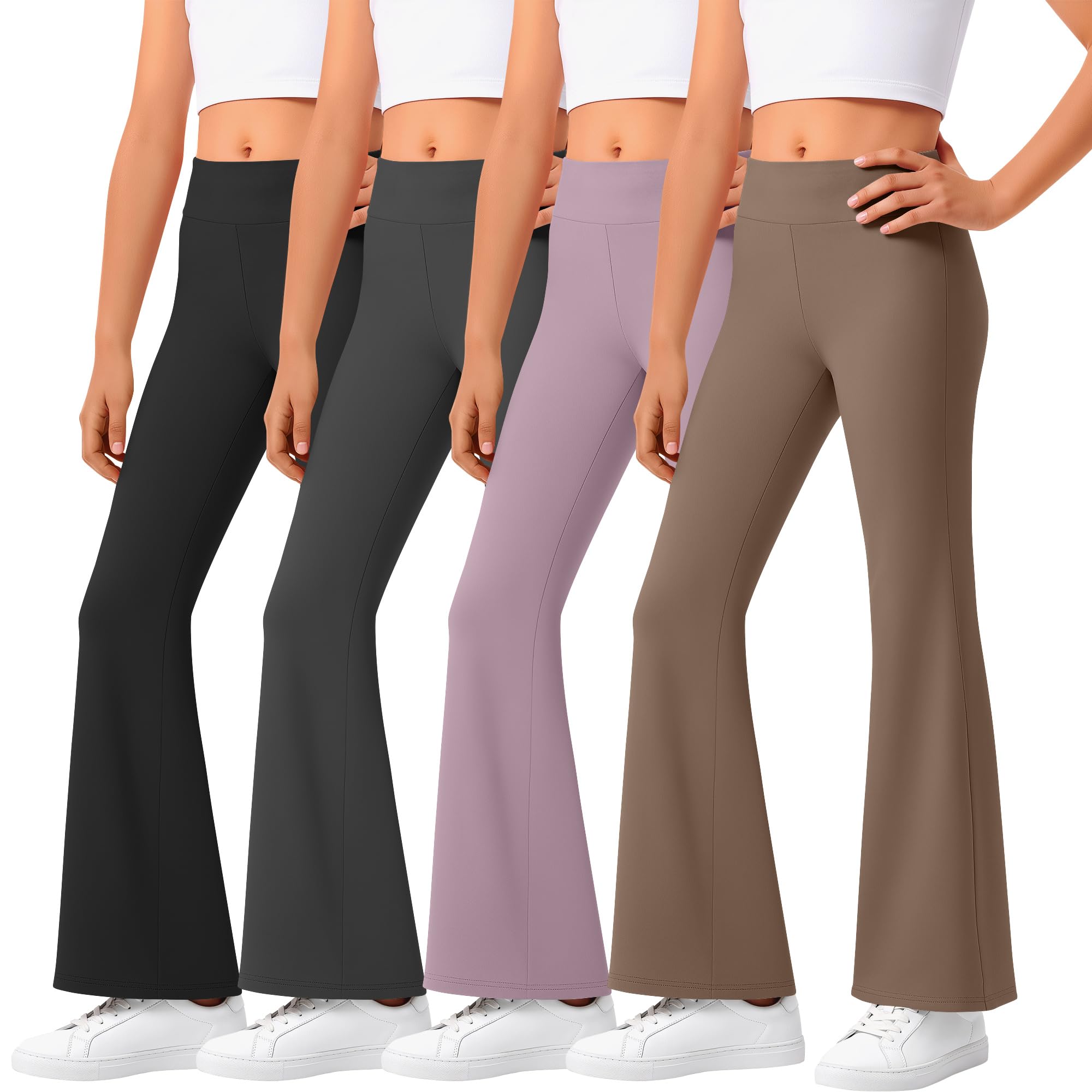 4 Pack Girls Flare Leggings Bootcut Yoga Pants