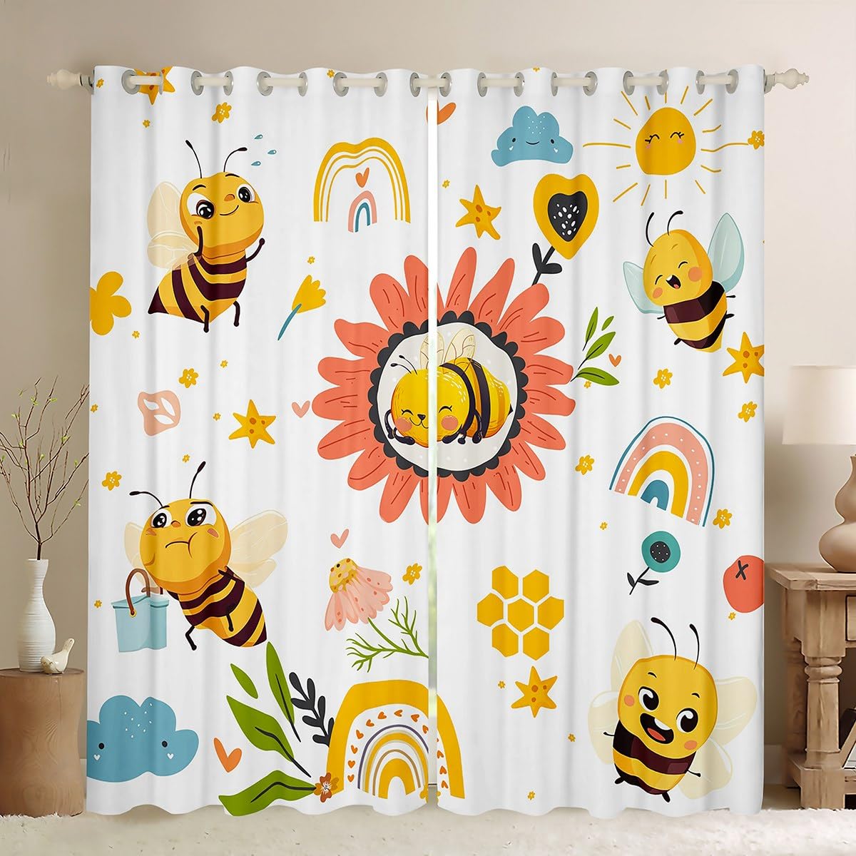 Erosebridal Sunflower Bee Curtains 84