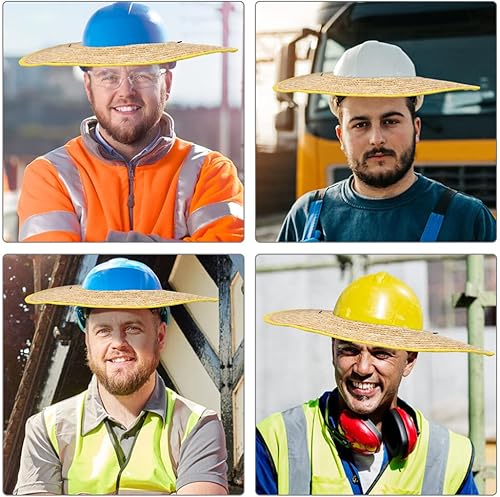 Miniatura 7 de Sombrero duro de paja para el sol, 2 unidades, visera de ala completa con correa para la barbilla, cubierta para el sol, visera solar de paja para