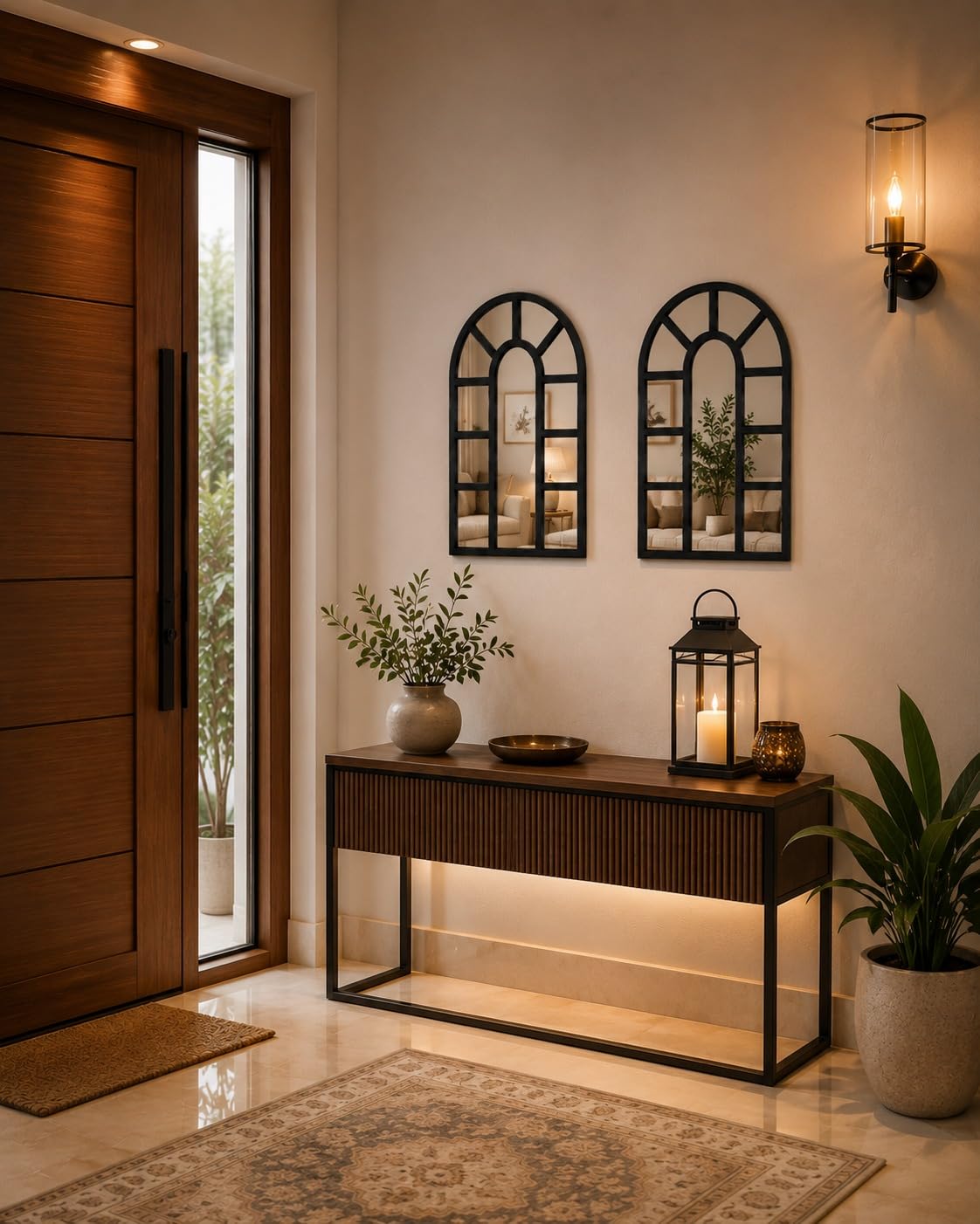 Modern Arch Window Black Decorative Wall Acrylic Mirror with Premium Wooden Frame Farmhouse Accent Mirror for Living Room, Entryway, Hallway & Bathroom | Window Pane Wall Decor | 39 x 29 cm-image-19