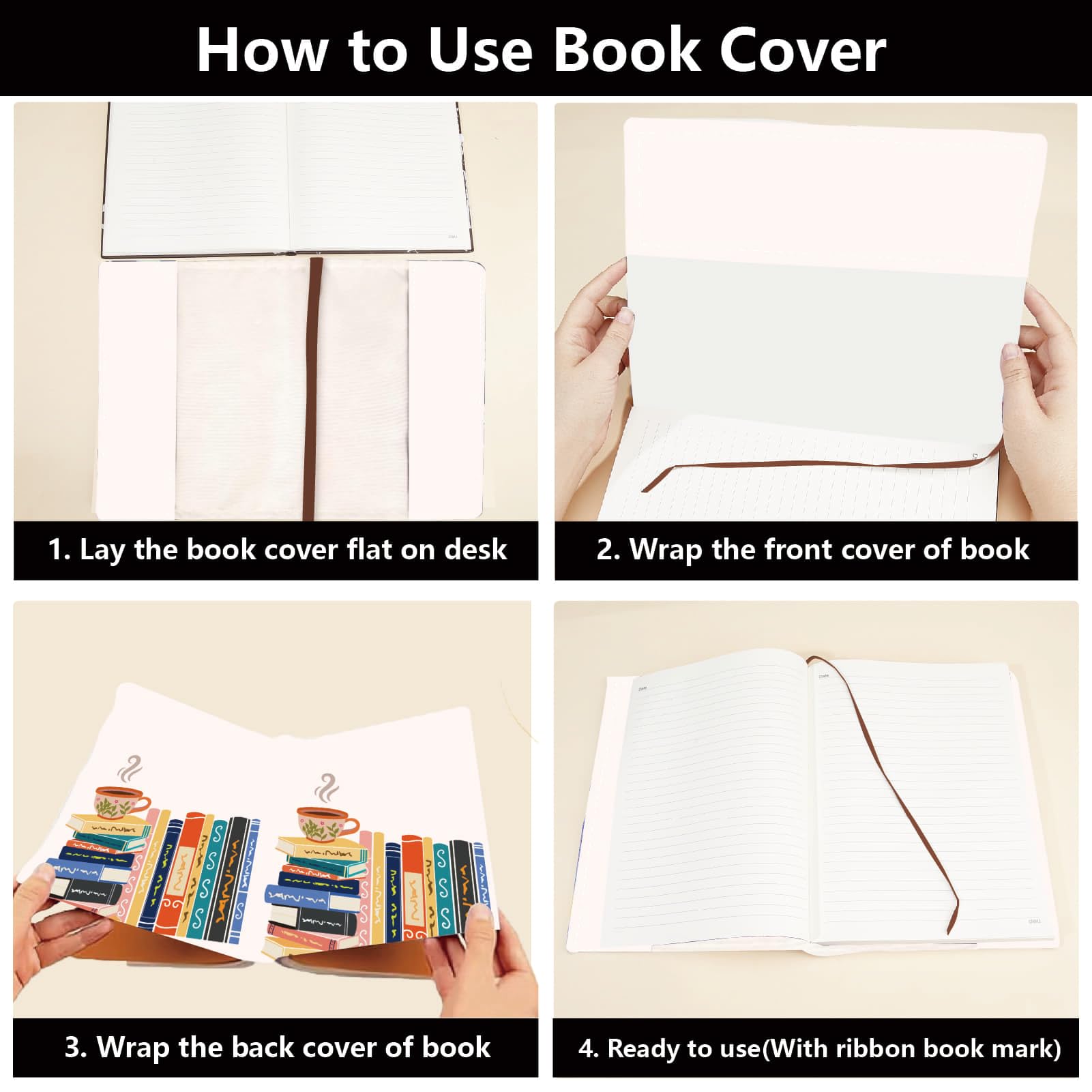 CRASPIRE A5 Book Sox Book Sleeve Cover Jumbo Print 12.4x8.8Inch Nylon Fabric School Book Protector Fits Hardcover Textbooks up to A5 below Easy to Put On Jacket Washable Reusable - Image 3