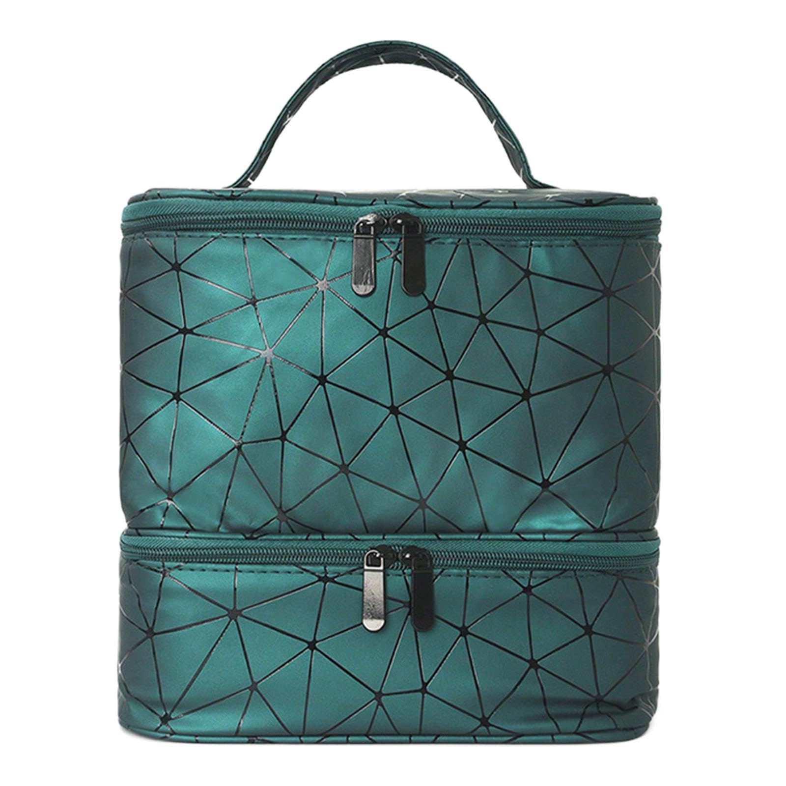 Generic Nail Polish Organizer Case Holds 30 Bottles (15ml) Travel Carrying Bag for Nail Polish Set, Nail Art Tools, Green, 25x23.5x20cm