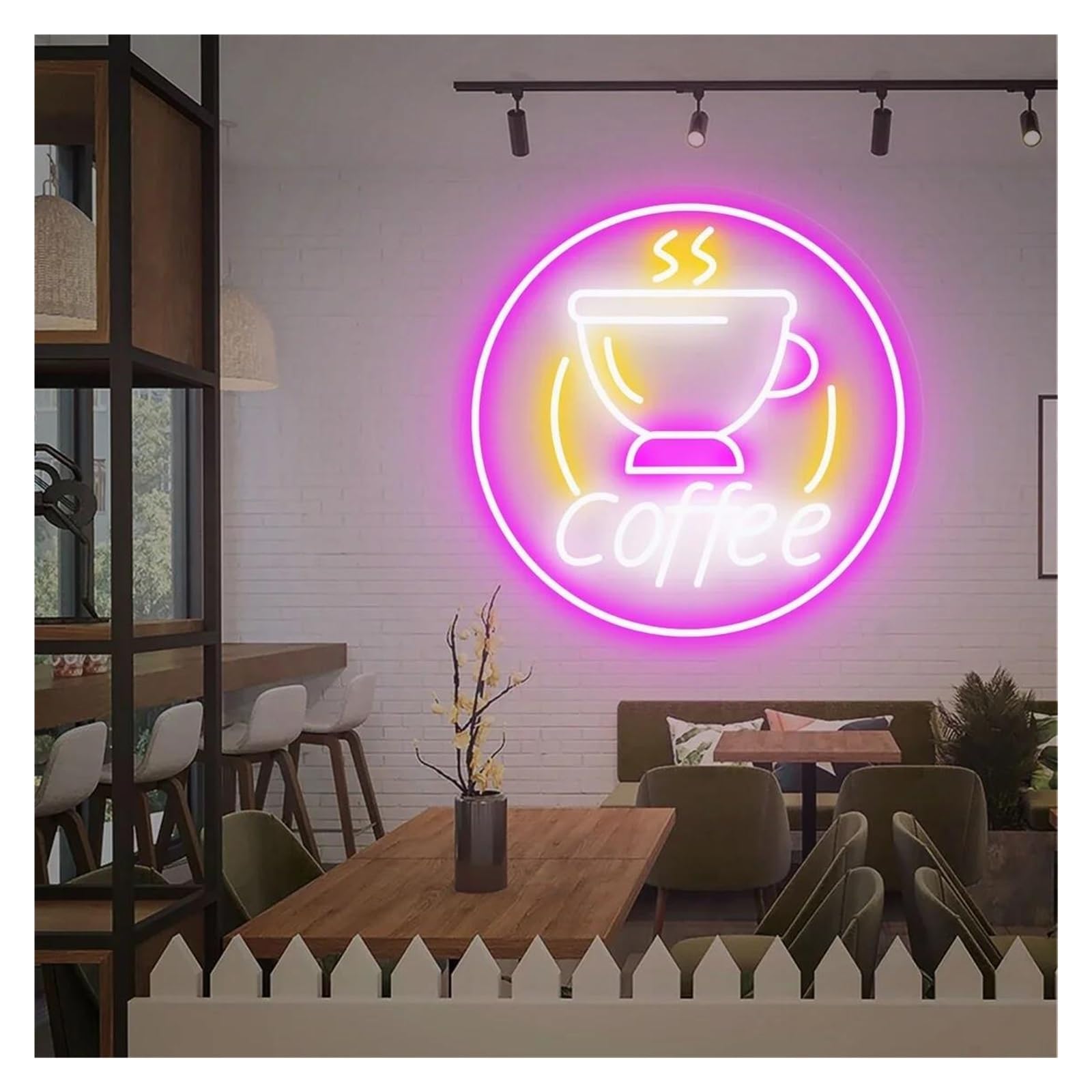 Shouxi C Sign Lamp Offee Up Neon Signs, Usb Powered Adjustable Brightness Business Logo Neon Lights Suitable For Afe Shop Wall Decor 50Cmx50cm(C)