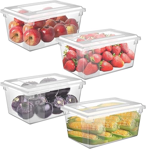 Miniatura 1 de CURTA Paquete de 4 cajas de almacenamiento de alimentos con tapa, recipientes de almacenamiento de alimentos de policarbonato de grado comercial