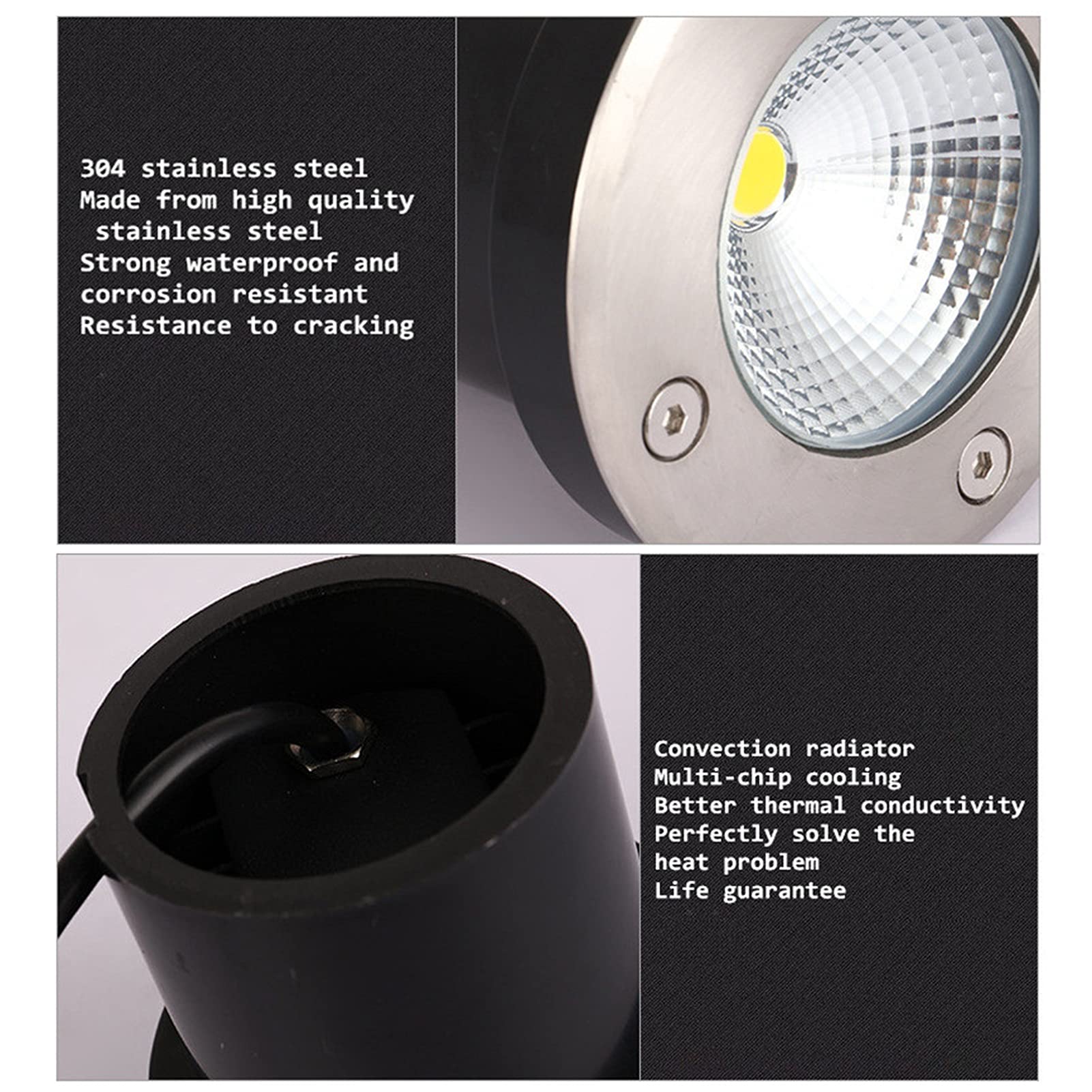 Luci da Terra a LED, Segnapasso IP67 Impermeabile AC85-265V Luce sotterranea per faretti da Esterno per percorsi Esterni, Confezione da 4 (Luce Bianca 50W)