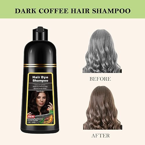 Miniatura 2 de Dark Coffee Hair Color Shampoo for Gray Hair, Instant Dark Brown Hair Dye Shampoo 3 in 1 for Women and Men, Long Lasting Herbal Brown Hair Shampoo