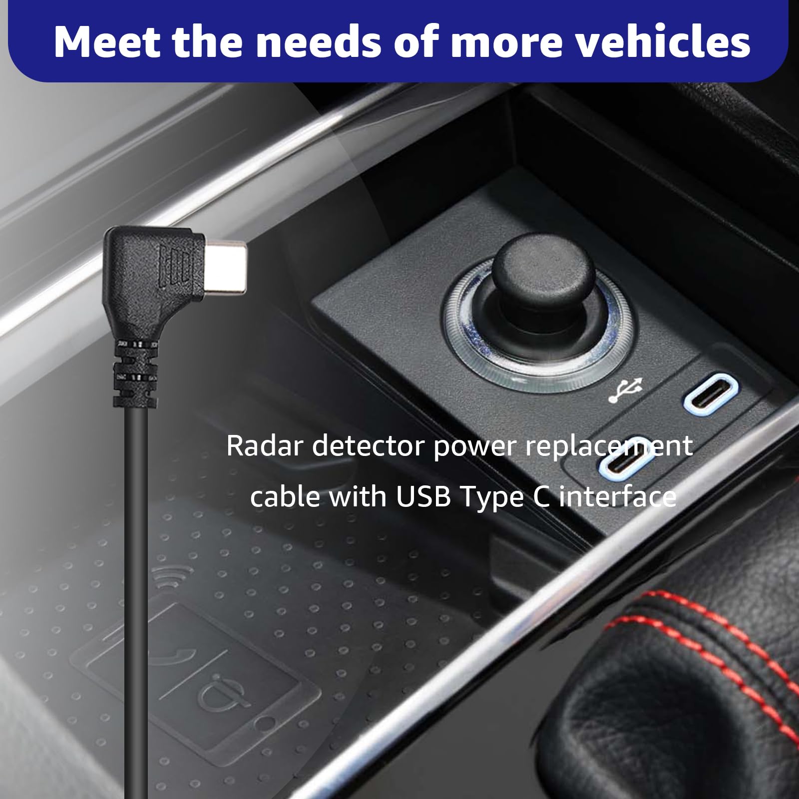 Cable de alimentación USB-C a RJ11, cable detector de radar para Uniden R1 R3 R7 Escort MAX360 MAX 360c IX IXc Beltronics Cobra Passport 9500i Radenso XP, etc. (3.3 pies)