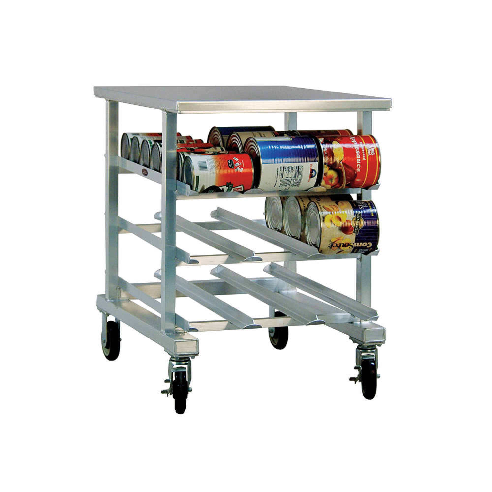 1236 Mobile Counter-Height Can Storage Rack with Aluminum Top accommodates (54) #10 Cans by New Age – Aluminum, Multicolor