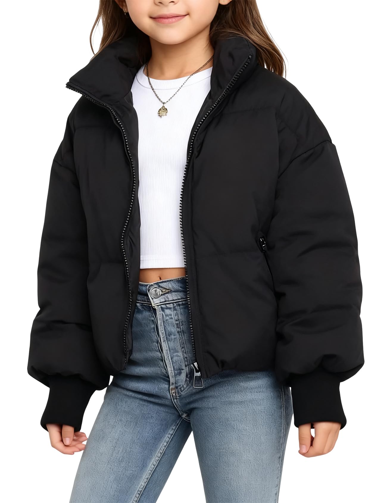 Girls Winter Puffer Jacket Kids Warm Quilted Winter Coat