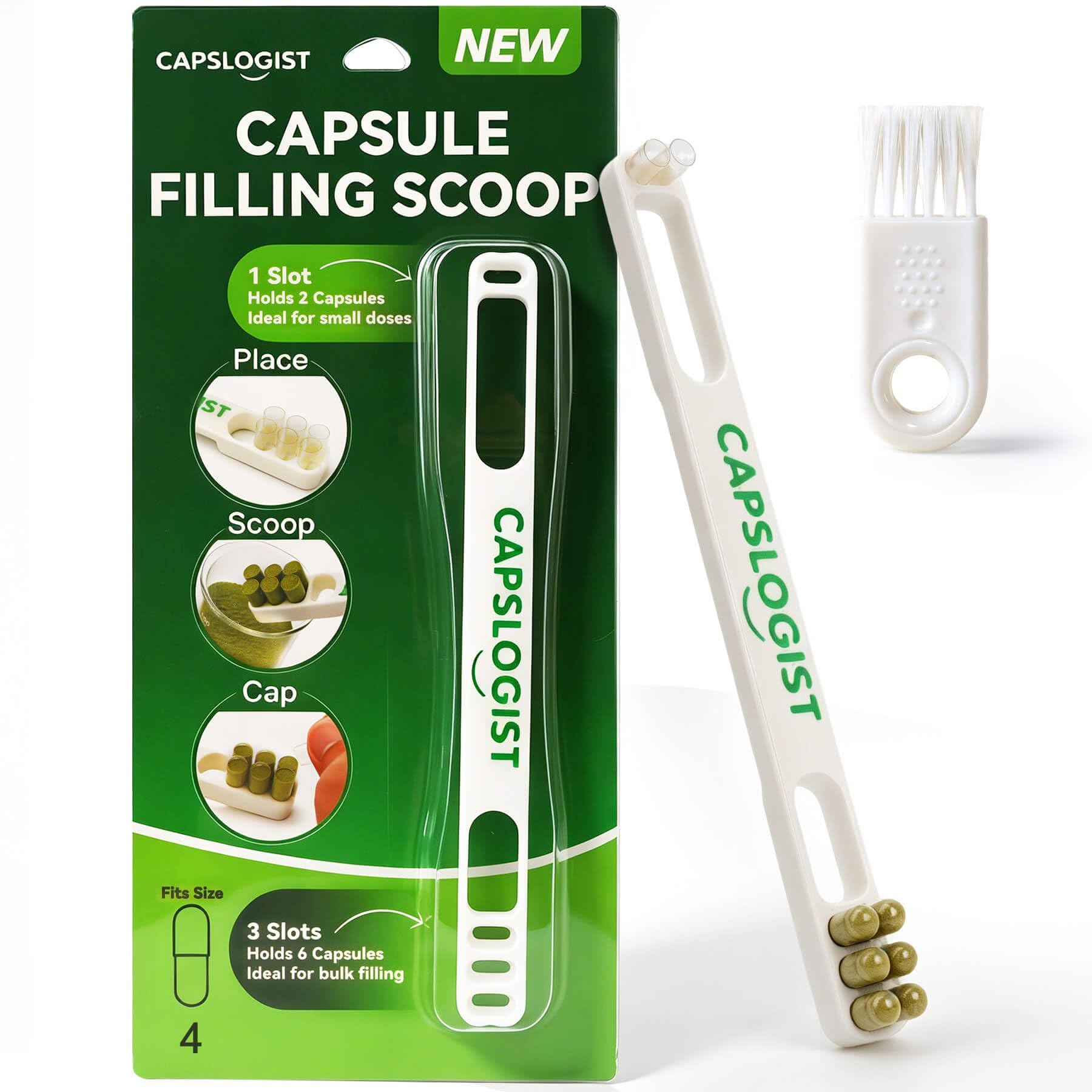 Capsule Filling Scoop for Size 2, Pill Filler Kit with Brush — Amazon image 9