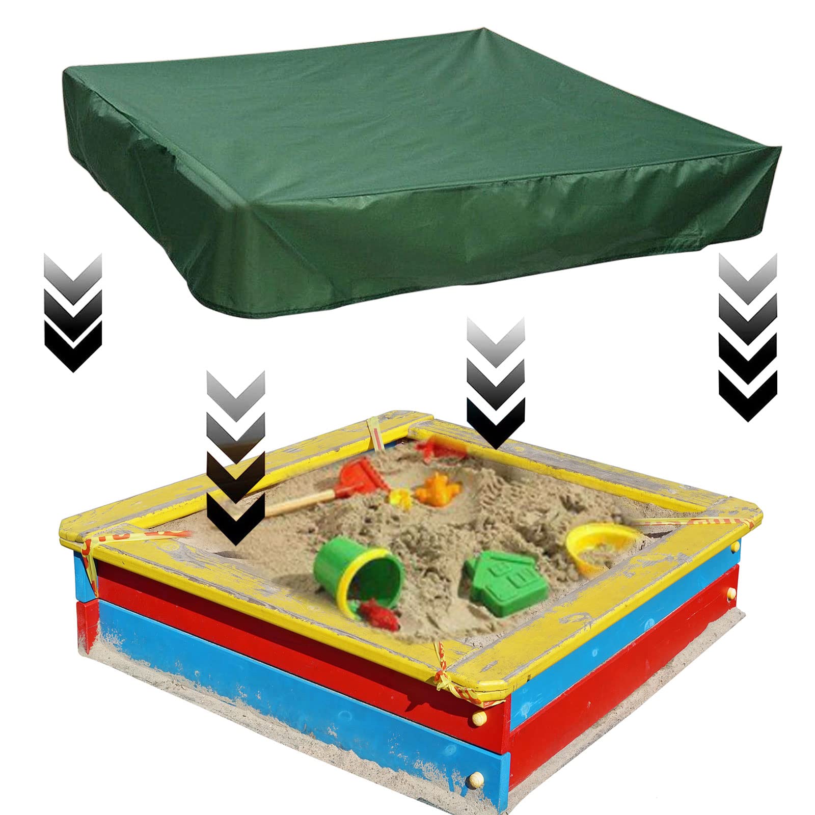 JOKILY Copertura impermeabile per sabbiera, telo di copertura per sabbiera, copertura per sabbiera, resistente alla polvere, con cordoncino, copertura per sabbiera per sabbiera, piscina, terrazzo