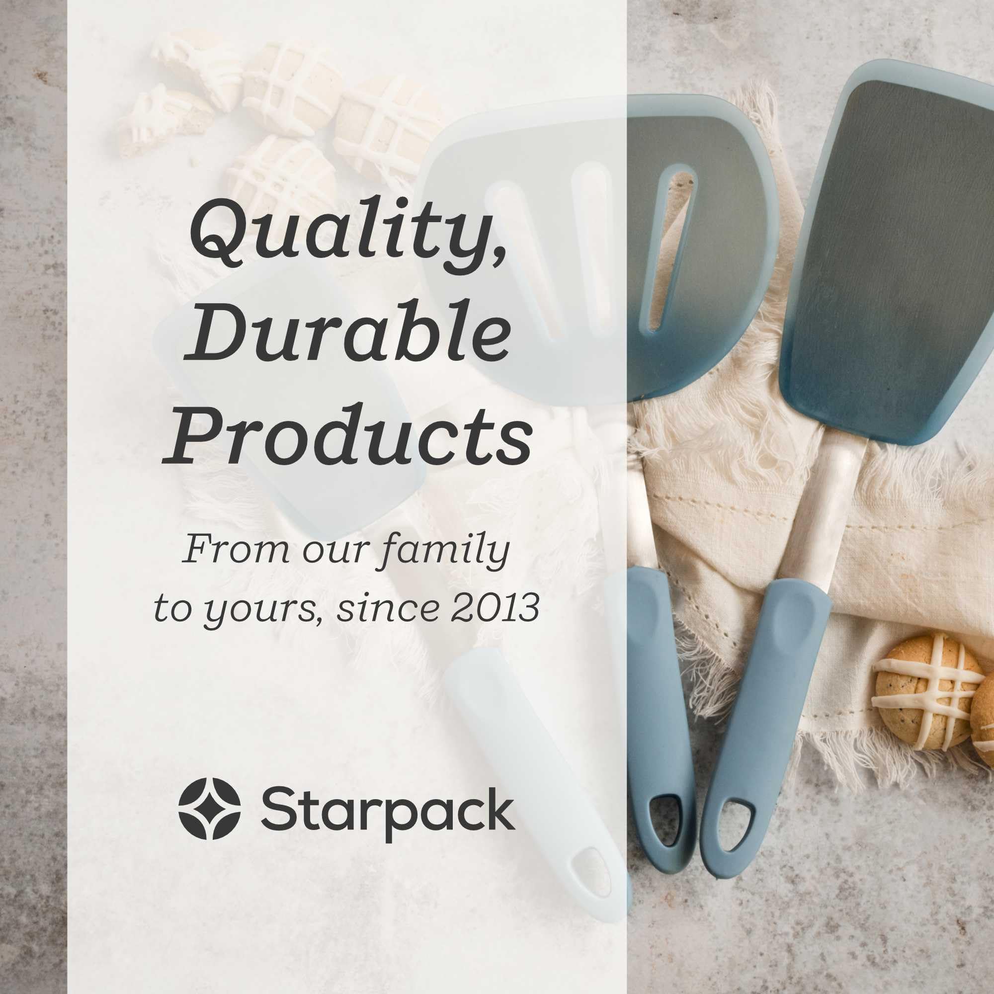 StarPack Premium Flexible Silikon Pfannenwender Set mit 3 Stück – hohe Hitzebeständigkeit bis 315 °C, hygienisches einteiliges Design, Eier, Pfannkuchen und Kekse (Blau)