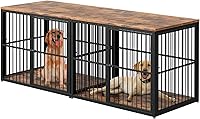 Vista 35 de Mueble de jaula para perros XXL de 48" con 3 puertas, jaula de madera combinada para mascotas, perrera resistente de interior para perros medianos a
