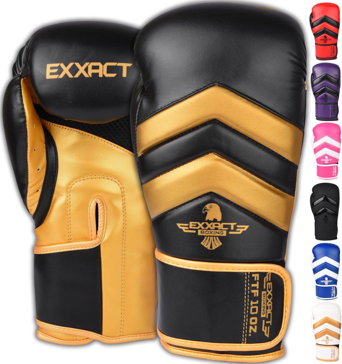 Exxact Sports Clash Guantes de boxeo para hombre, guantes de boxeo duraderos de cuero de ingeniería para hombre con protección acolchada, guantes de