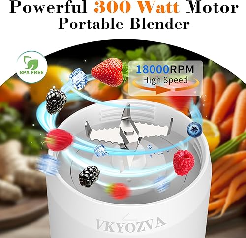Miniatura 2 de Licuadora portátil con mezcla portátil de 24 onzas, sin BPA, licuadora de una sola porción de 300 W para licuadora portátil para batidos y licuados,