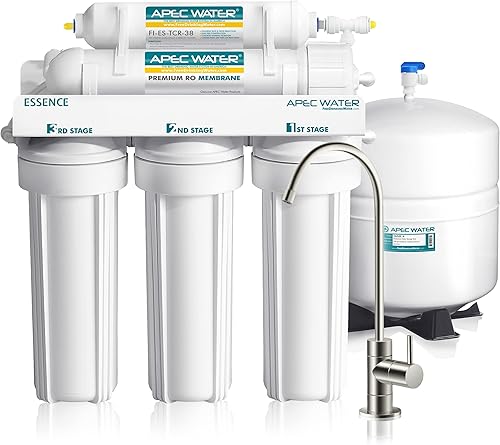Miniatura 1 de APEC Water Systems Essence ROES-100 Sistema de filtro de agua potable de ósmosis inversa de 5 etapas, 100 GPD, dispensación rápida, 11 puro para