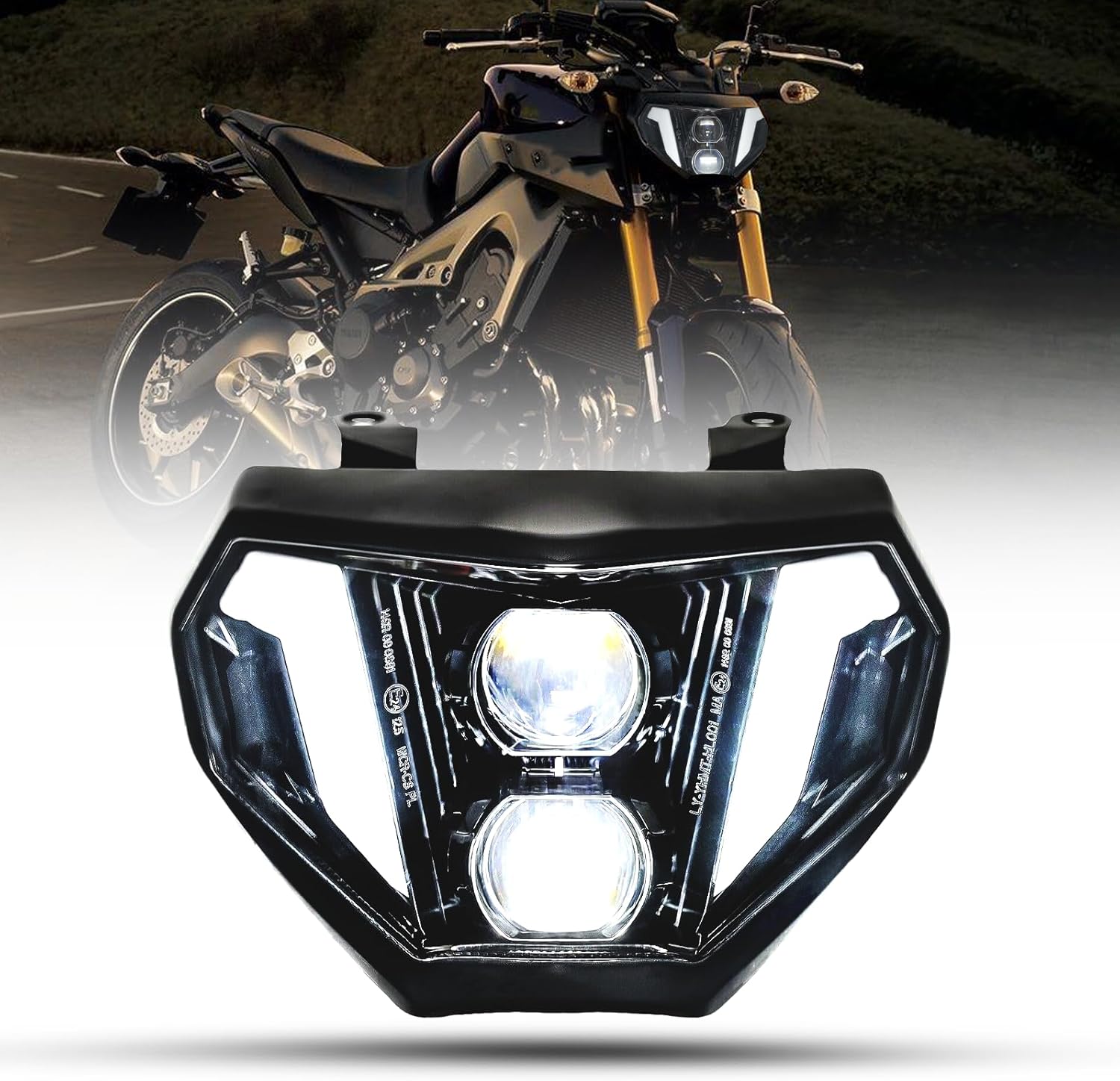 LED Motorcycle Headlight with High Low Beam DRL Motorcycle Headlight for YAMAHA MT 09 2014-2016 for YAMAHA FZ 09 2014-2016[Plug and Play]