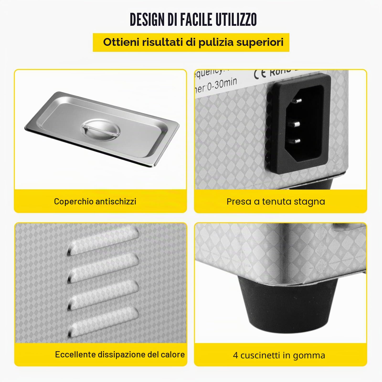 VEVOR Pulitore a ultrasuoni 800ml, 35W Pulitore ultrasonico professionale in acciaio inossidabile, potente macchina di pulizia ad ultrasuoni a frequenza di 40 kHz con display LED per gioielli, orologi