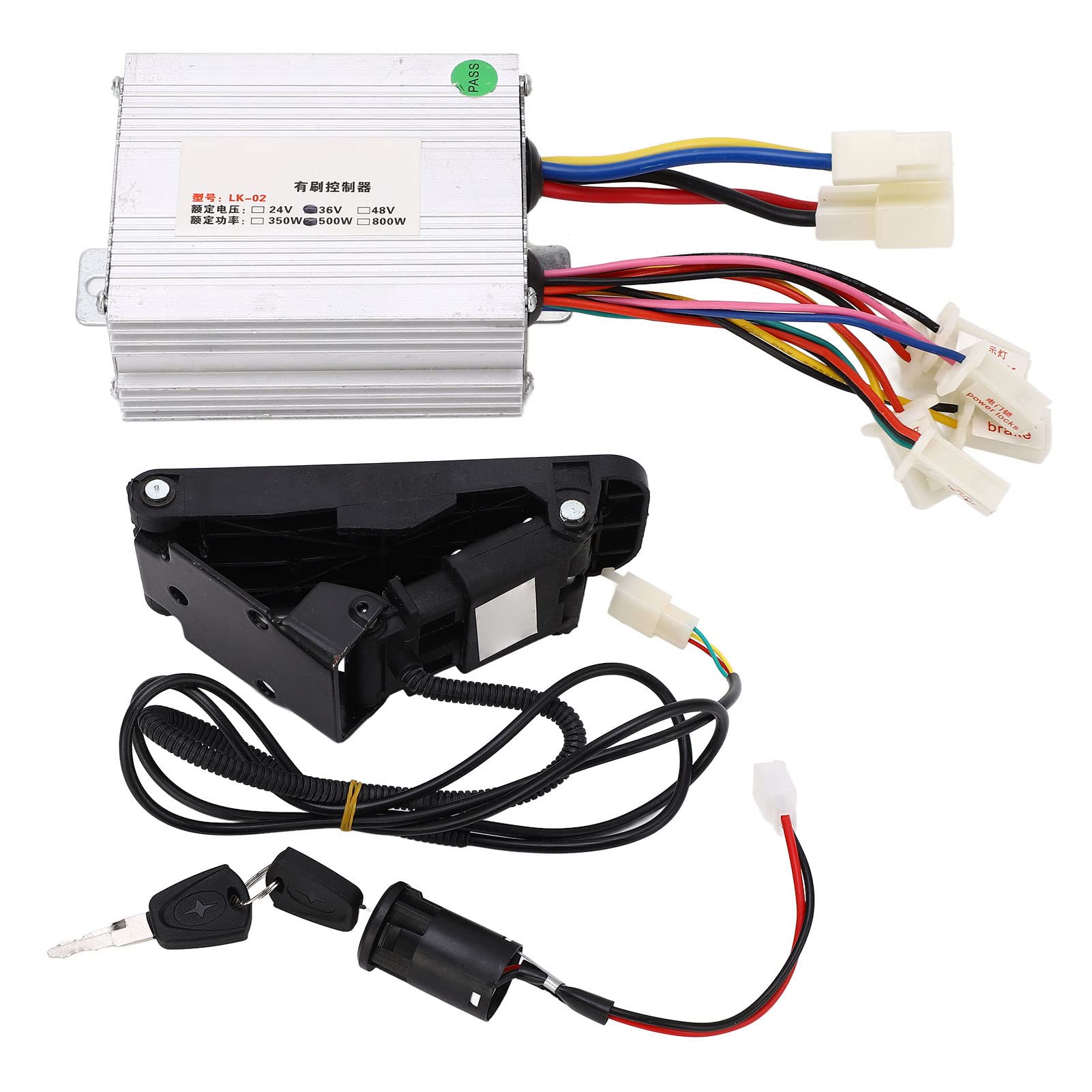 E-Bike-Controller 12V 24V 36V 48V 250W 350W 500W 800W 1000W Elektrofahrrad Brushed Speed ​​Motor Controller Set mit Gaspedal(36V 500W)