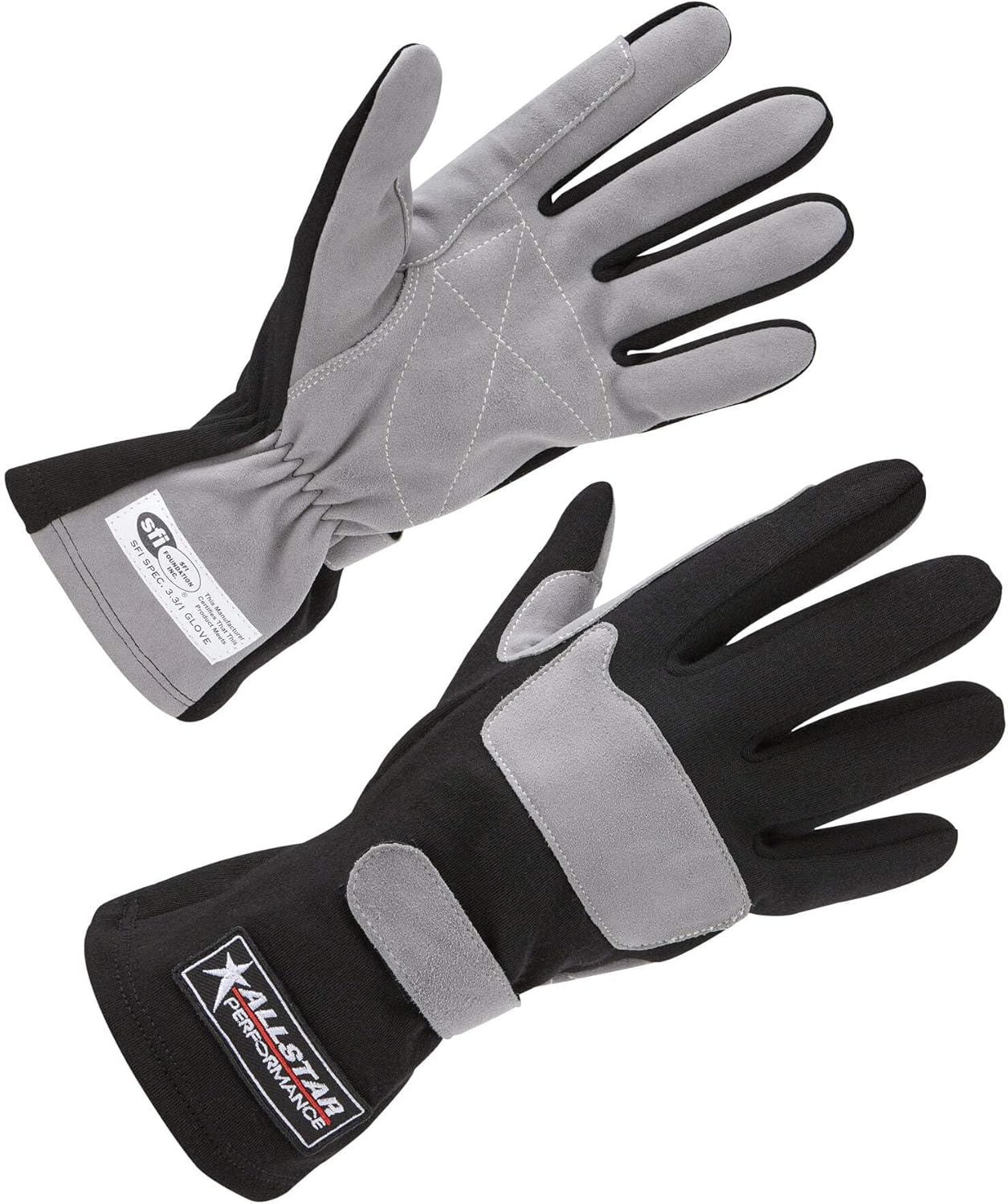 ALLSTAR PERFORMANCE Racing Gloves SFI 3.3/1 S/L Black/Gray Large
