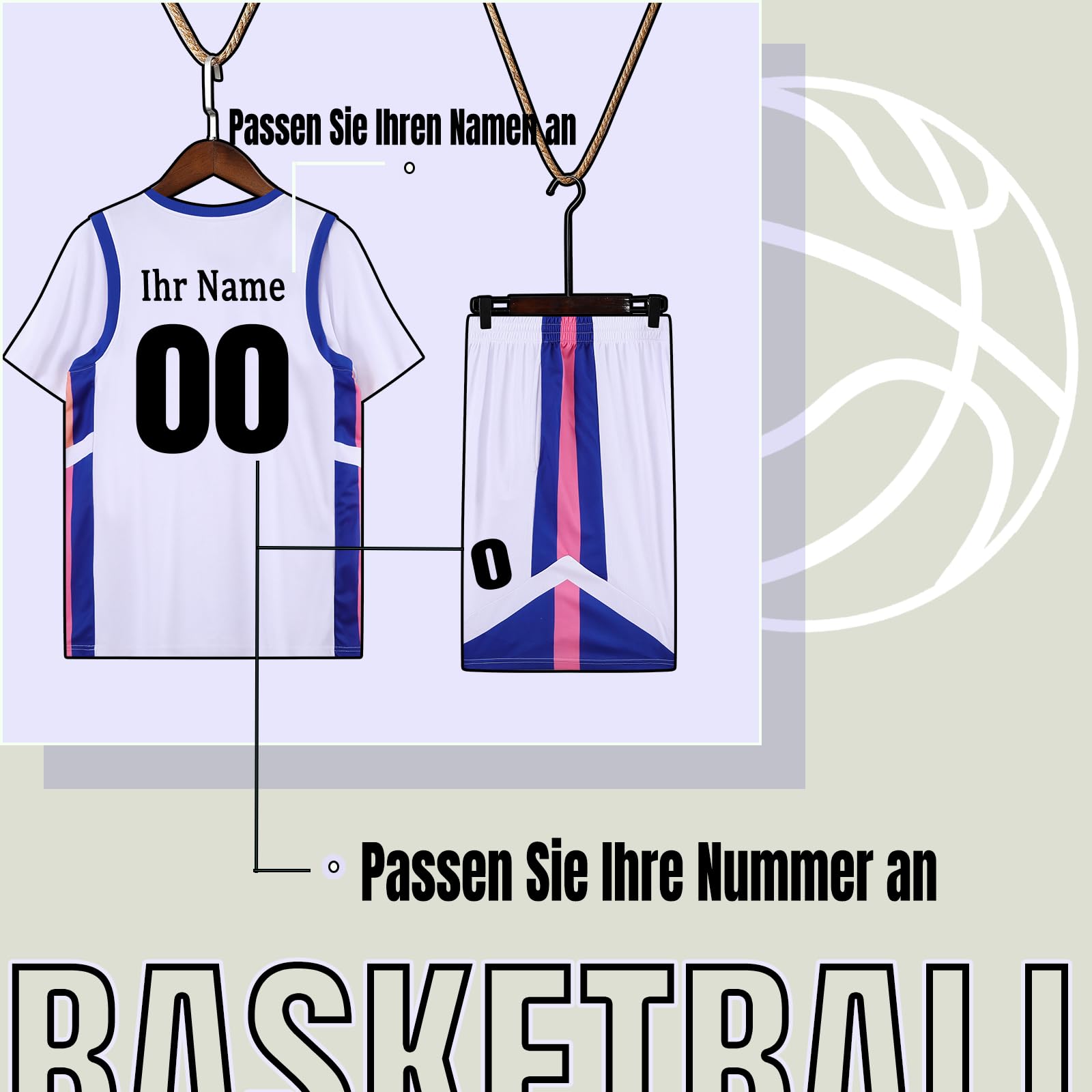 Basketball Trikot mit ärmel Herren Personalisierte Basketball Trikot Kinder Basketball Jersey Trikot Shirt und Shorts 2 Teiliges Set Basketballtrikot mit Team/Name/Nummer/Logo