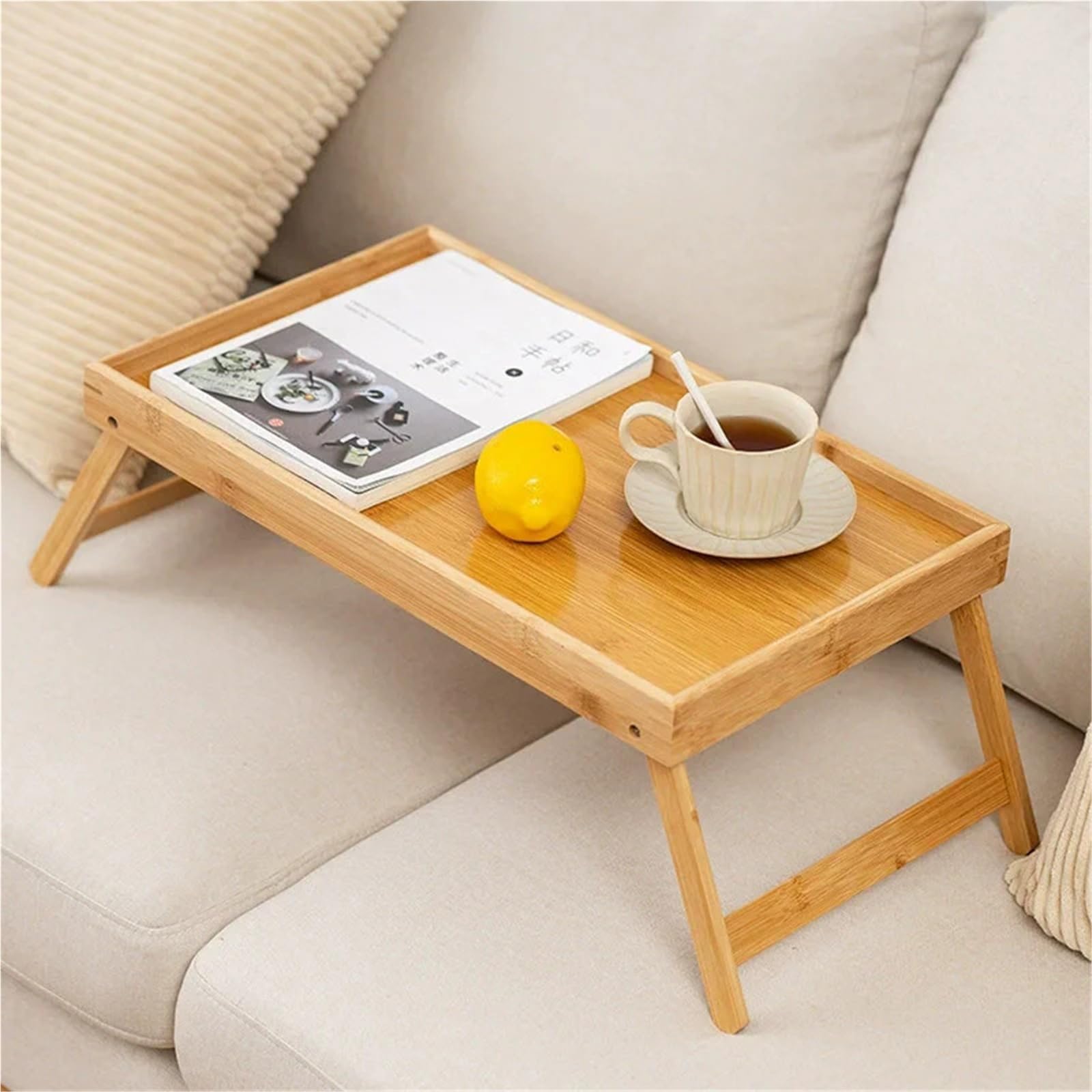 Plateau de lit pliable portable avec pieds, parfait pour le petit déjeuner, le salon et le service sur le canapé, bureau polyvalent pour la maison et les voyages