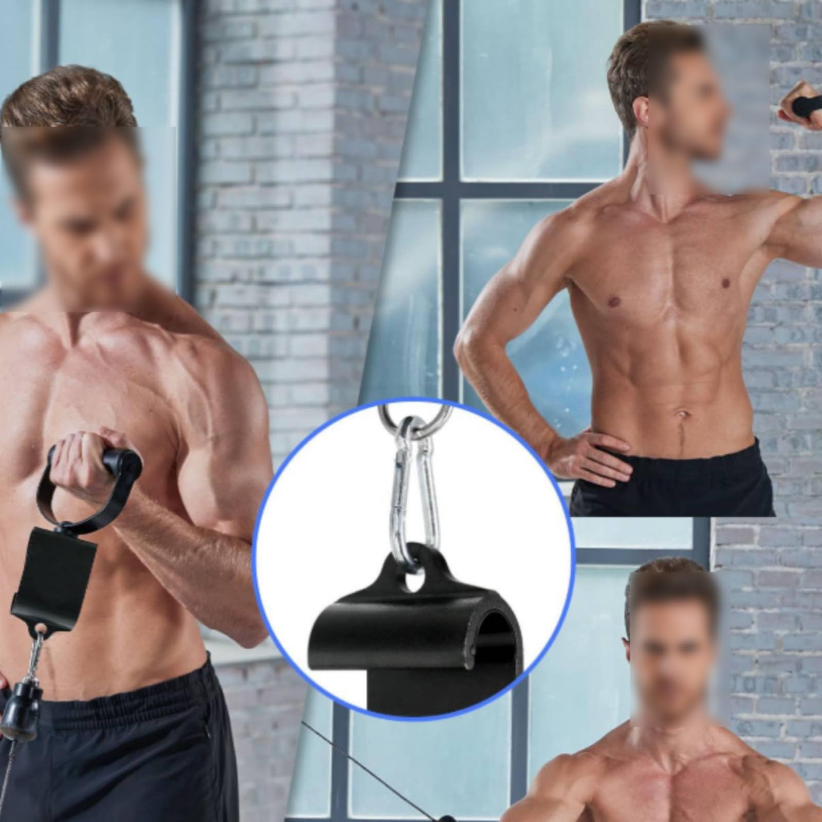 Qianly Poignée Fitness Homme Poignée Câble Accessoire Musculation Traction Tirage Lat Pulldown Conception Ergonomique Rotative Prise Antidérapante Adaptée