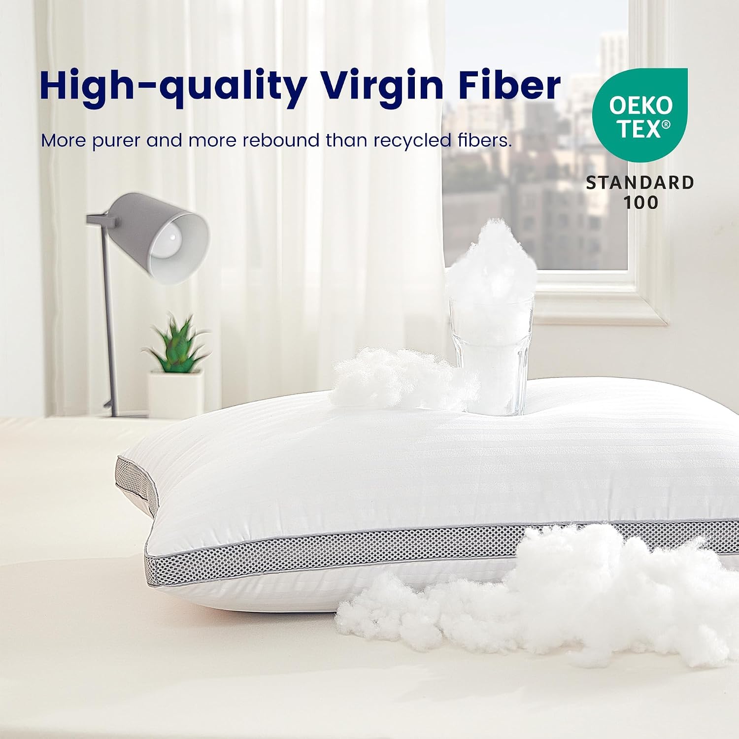 SLEEP ZONE Queen Bed Pillows for Sleeping, Premium Soft Pillow Set of 2, Sandwich Mesh Breathable Sides Cozy for Back, Stomach or Side Sleepers