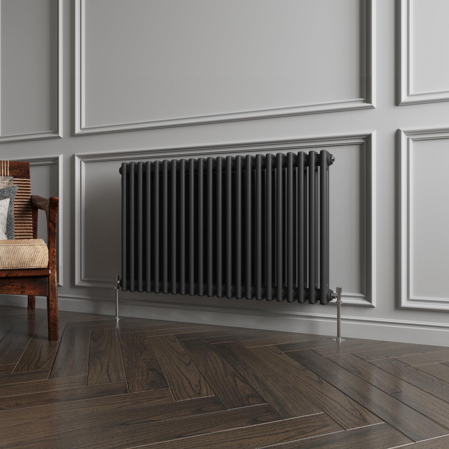Huibathroom Black 600X1010mm Cast Iron Horizontal Double Column Traditional Central Heating Radiators