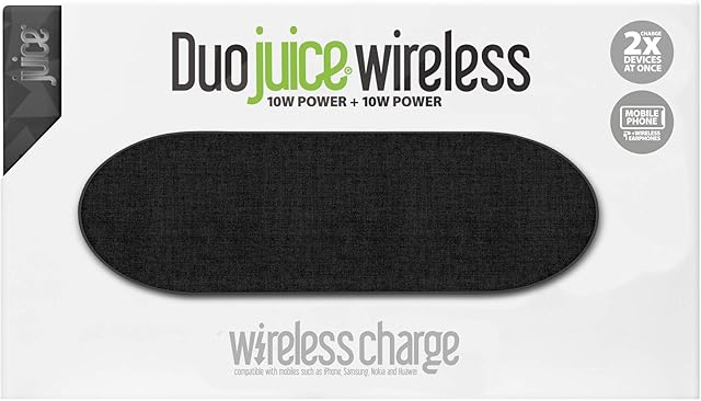 Juice 20W Dual Wireless Charger | Charge Two Devices At Once | Qi Certified for Fast Universal Wireless Charging | Power Adapter Included | iPhone 13, 13 Pro, 12, 11, X, XS, 8, Samsung, Huawei