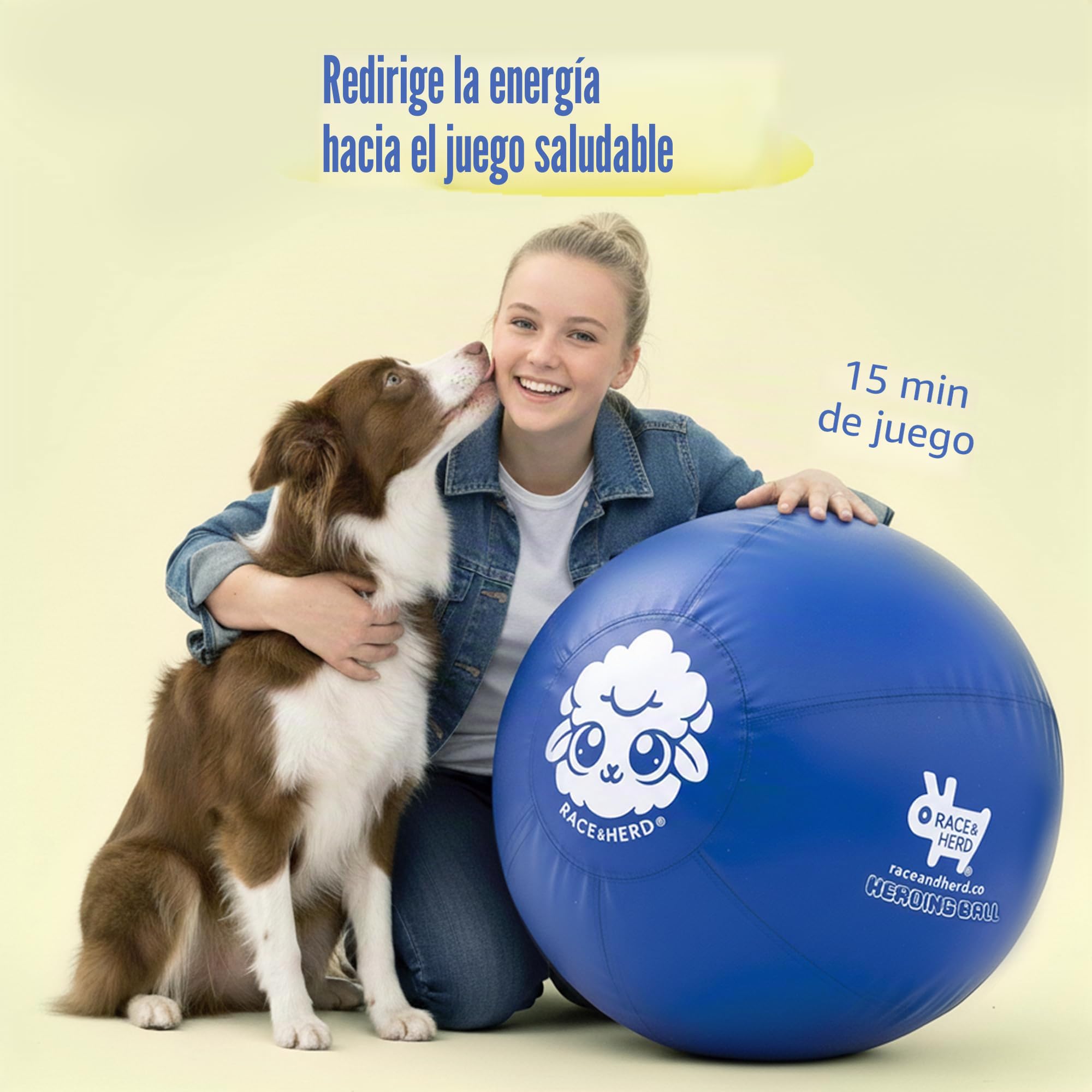 Race&Herd Pelota de pastoreo para Perros, Talones Azules, Bola de Caballo y Cubierta de Pelota, Bola para Caballos Grande con Bomba de Mano, Bolas de Caballo para Jugar Pelota de daño