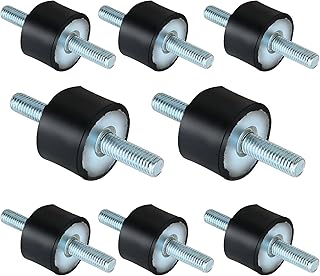 8Pack M8 Rubber Studs Shock Absorber Anti Vibration Isolator Mounts, M8-20mm Rubber Cylindrical Vibration Isolation Mount with 2 Threaded Studs, for Air Compressors, Pump, Garage Motor, Diesel Engines