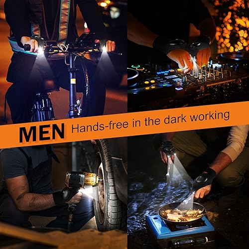 Miniatura 6 de CENSGO Guantes con linterna LED, regalos para hombres, luces manos libres para papá, Navidad, Día del Padre, regalos de cumpleaños, guantes LED para