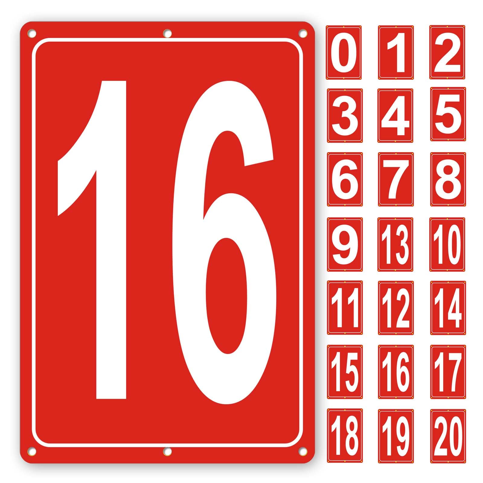 Numbered Sign 16, Aluminum Number Signs for Tennis Court, 12x8 inches Signage for Parking Lots and Public Spaces, Weatherproof and Easy to Install