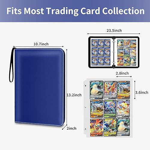 Miniatura 2 de HESTECH Card Binder 9-Pocket for Trading Card Games TCG, 900 Pockets Card Holder with 50 Removable Sleeves with Zipper for Baseball Football Sports
