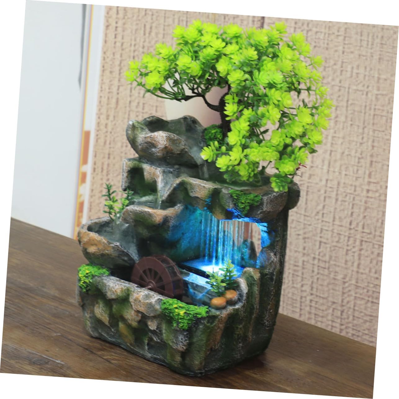 Tabletop Water Fountain Waterfall Feature Small Indoor Fountain for Decor Mini Room Ornament