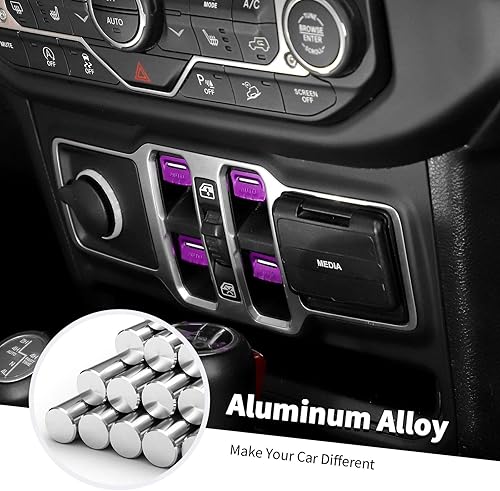 Miniatura 3 de Jimen Cubierta de botón para ventana JLJT, paquete de 4 cubiertas para interruptor de ventana, accesorios interiores compatibles con Jeep Wrangler
