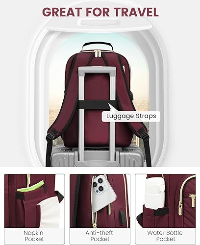 Miniatura 4 de LOVEVOOK Mochila para laptop para mujer, bolsa de trabajo grande para computadora de viaje, para profesores de negocios, enfermeras, universidad,