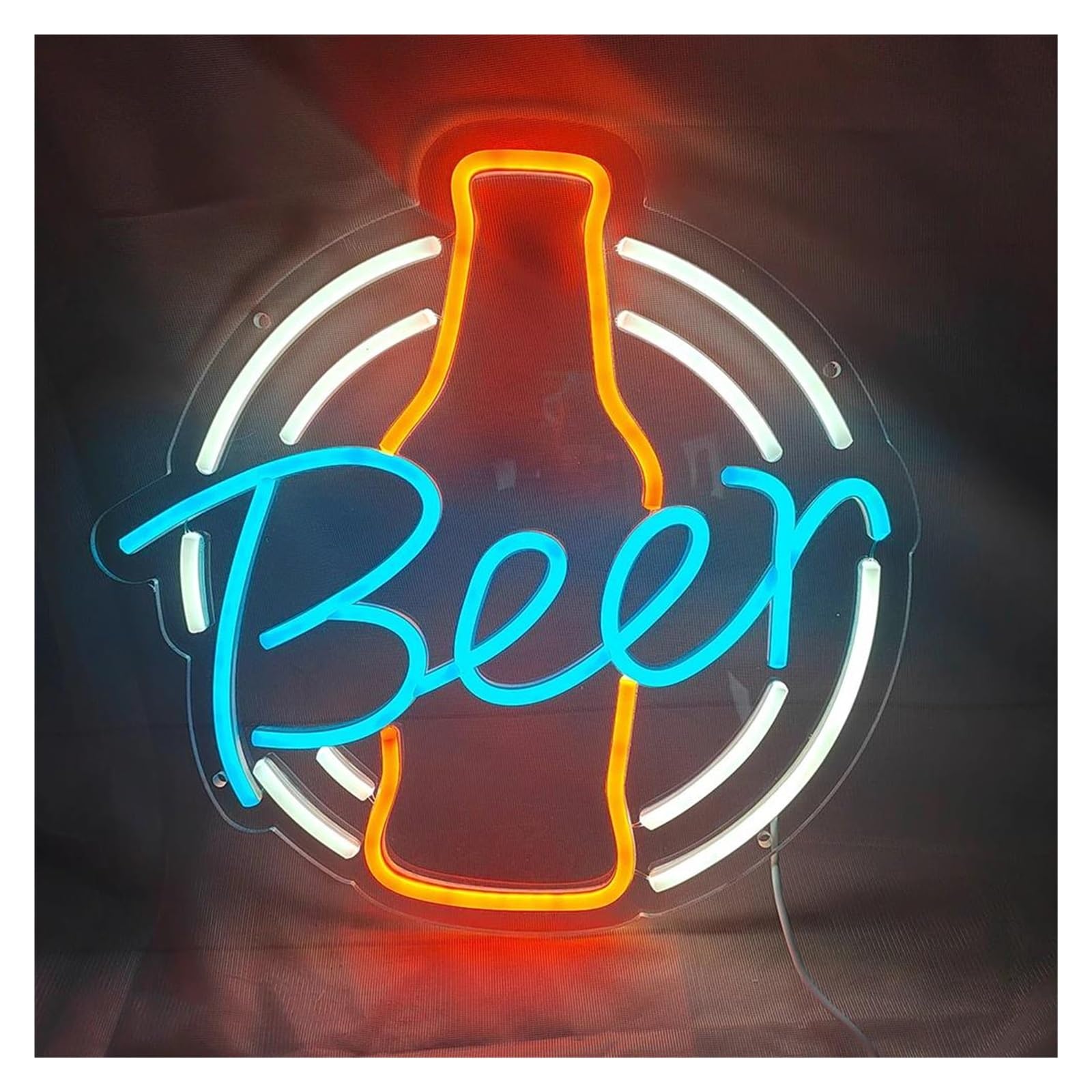 Lemst One Color Sign Lamp Beer Neon Light Sign Lighted Beer Signs Neon Signs Bar Pub Recreation Neon Lamp Wall Decorative Sign 13.78Inx13.78in