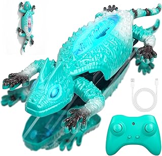 Remote Controlled Gecko Wall Racer, Rechargeable RC Stunt Climbing Car with LED Light, Remote Controlled Robot Children, RC Toy Gifts for Boys and Girls from 5 6 7 8 9 10 11 12 Years