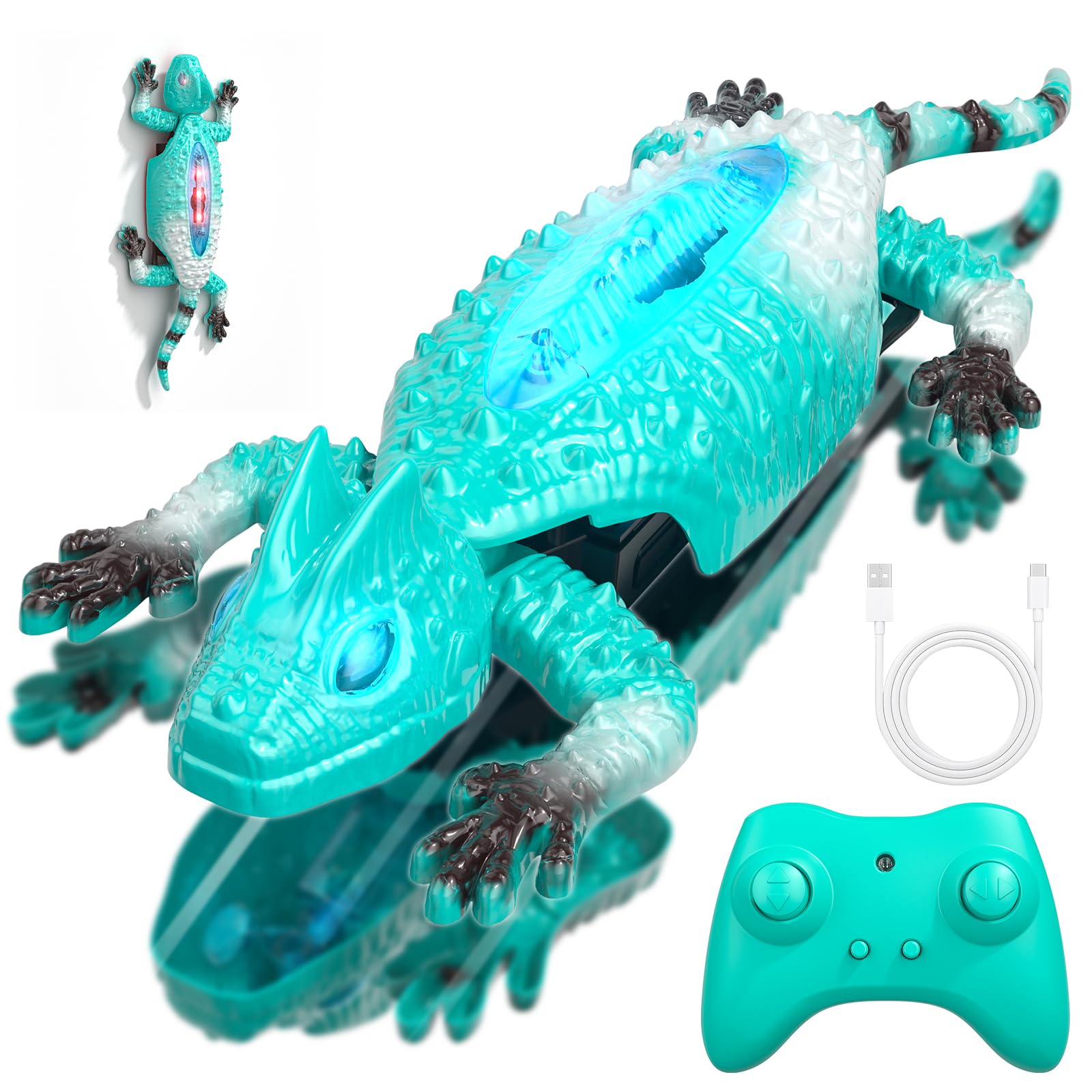 Ferngesteuertes Gecko Wandflitzer, Wiederaufladbare RC Stunt Kletter Auto mit LED Licht, Ferngesteuertes Roboter Kinder, RC Spielzeug Geschenke für Jungen und Mädchen ab 5 6 7 8 9 10 11 12 Jahren
