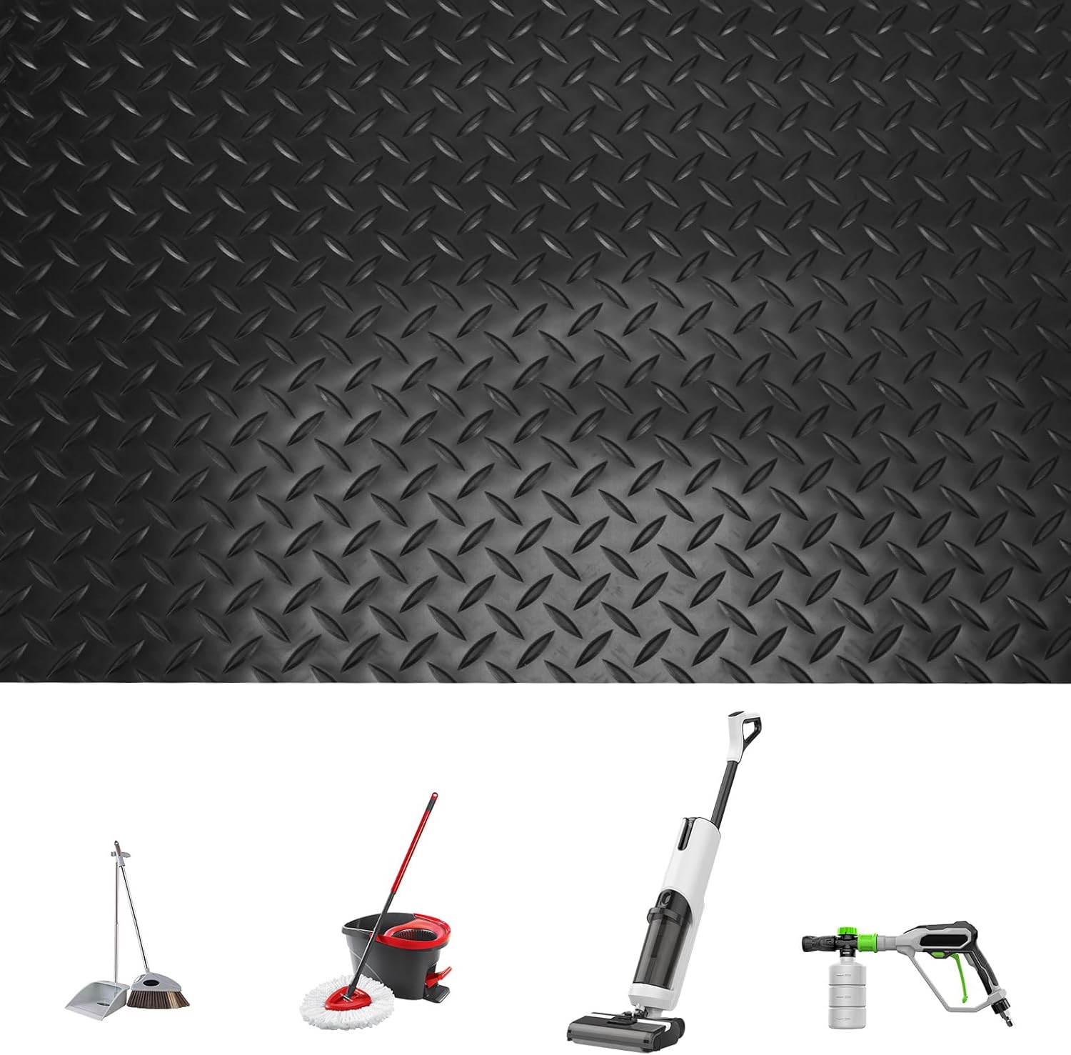 7.9x21 FT Non-Slip Floor Mat 2.5mm Thickness Garage Shop Parking Mat Plate PVC Flooring Roll for Truck Trailer SUVs Van Golf Cart Motorcycle