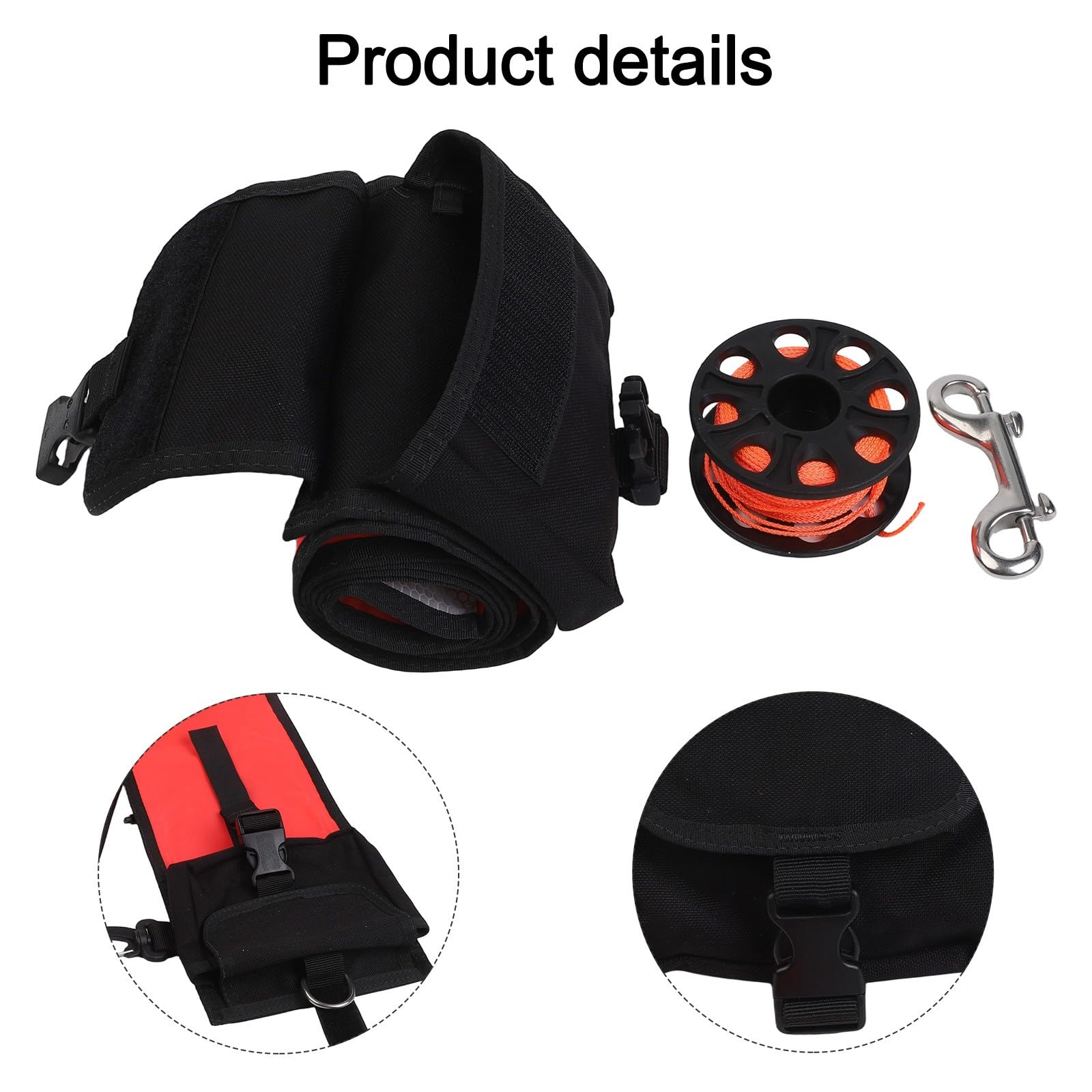 Scuba Diving SMB Diver Bouée de signalisation avec bobine et bouton-pression Rouge 120 x 15 cm