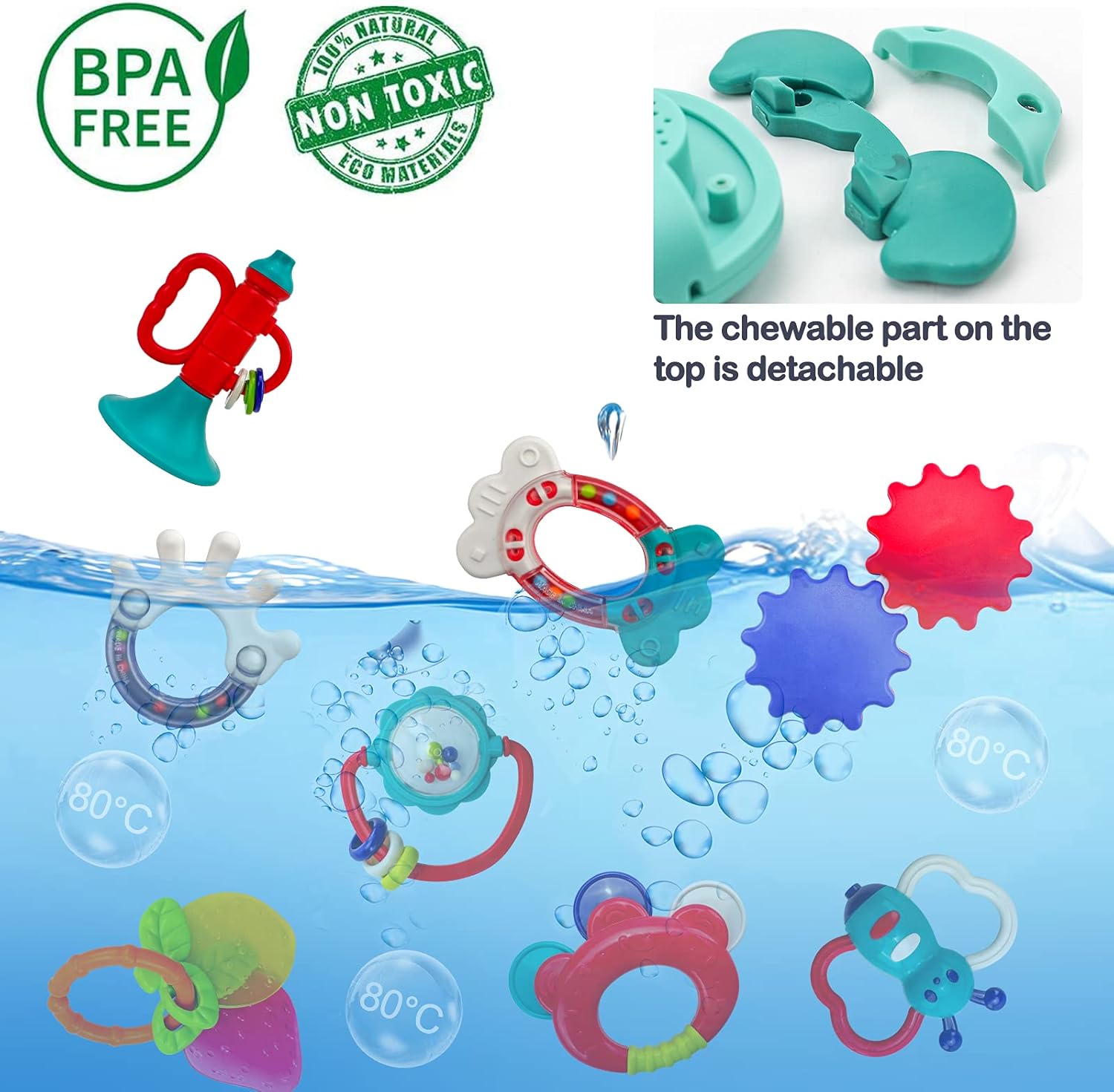 WISHTIME Baby Rattles Teethers with Phone Toy Set, 10PCS Infant Grab Spin Rattle Shaker with Storage Box, Newborn Baby Toys 6 to 12 Months, Teething Toys for Toddlers Boys Girls : Baby