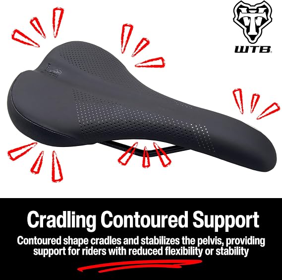 WTB Volt Bike Seat (Saddle) - Comfortable Medium Thickness Padding - Mountain, Gravel & E-Bikes (3 Sizes, 3 Rail Options)