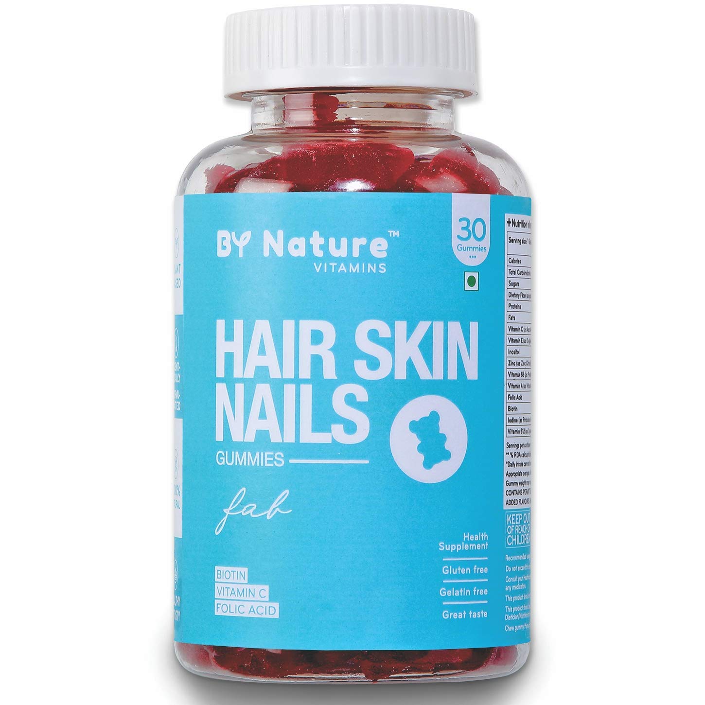 Anjani by Nature Hair & Skin Vitamin Gummies - with Biotin, Folic Acid, Vitamin A, C, E, B6, B7, B9 