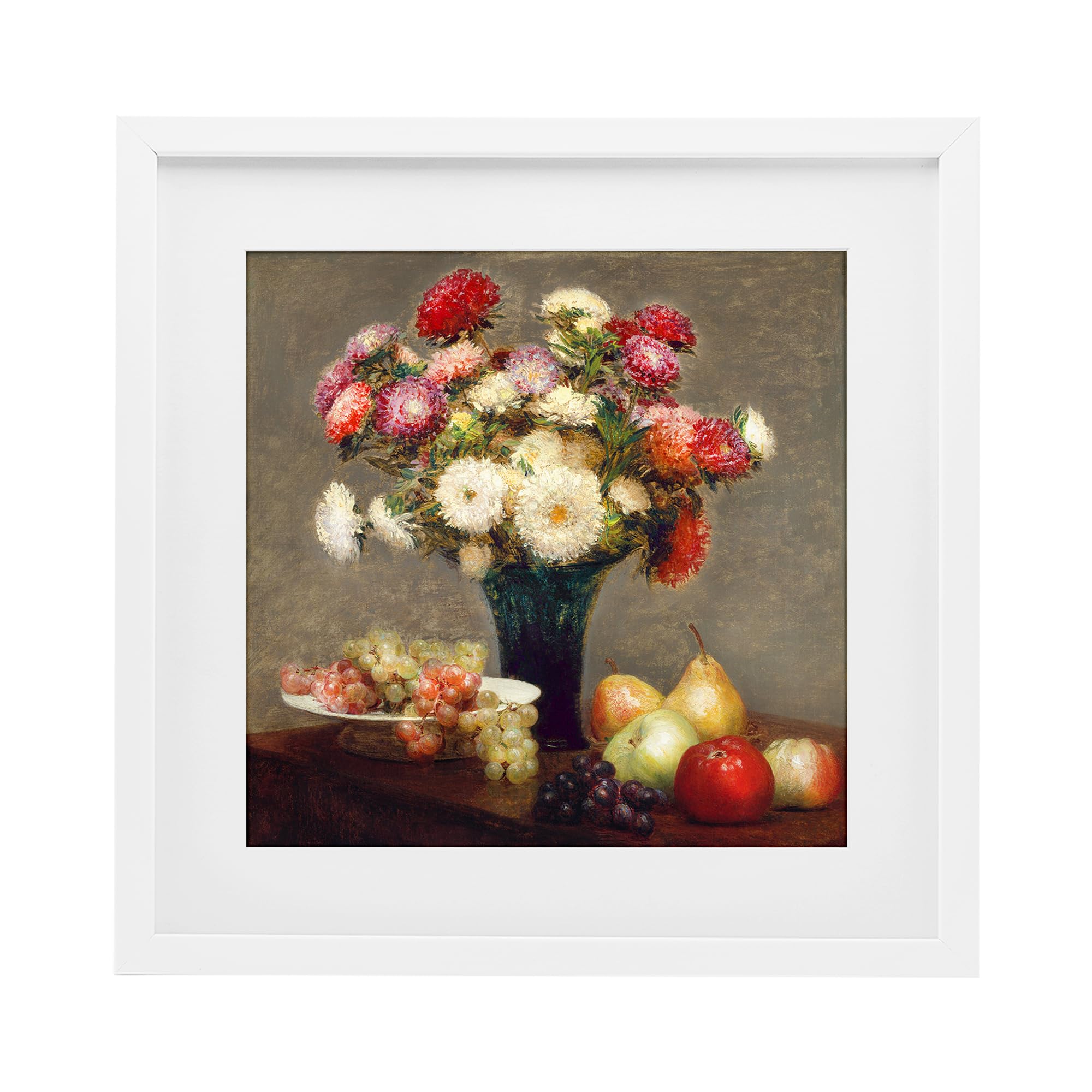 'Fruit & Asters Still Life'| Framed Print Under Glass
