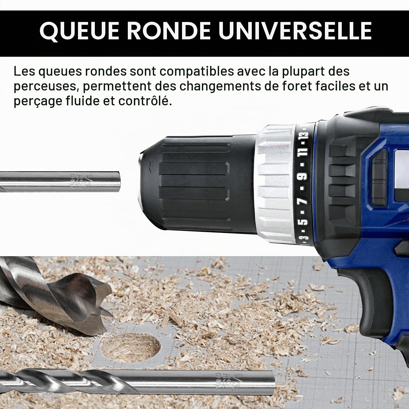 Greywolf Brad Point Lot de 25 forets à bois hélicoïdaux HSS pour le travail du bois, design à double fente, boîte robuste avec index, pour les menuisiers et les bricoleurs (1 mm à 13 mm)