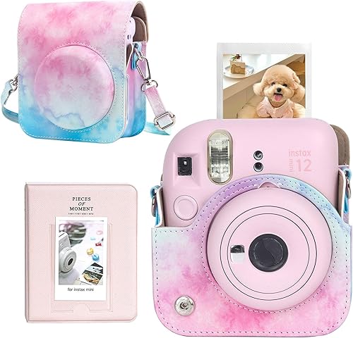CAIYOULE Funda para cámara Instax Mini 12, piel sintética, especializada para Fujifilm Instax mini 12, diseño de agujero preciso, ajuste perfecto y