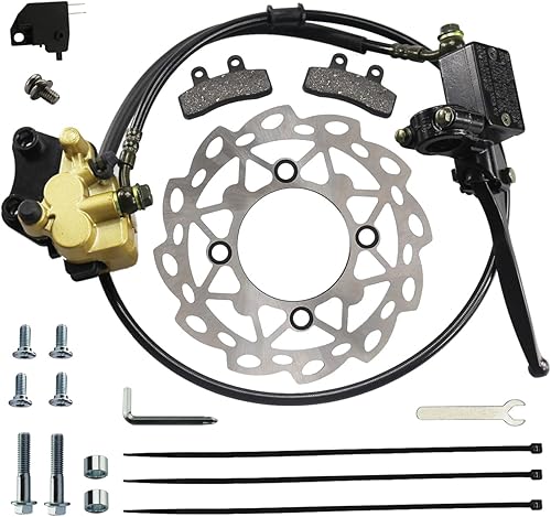 PRO BAT Conjunto de pinza de freno hidráulico de disco delantero + placa de freno de disco de 7.480 in de repuesto + pastilla de freno para 50cc